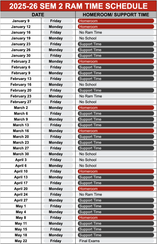 ram time schedule semester 2 2025 12 18b